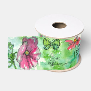Honeybee Cosmos Wasserfarbe Blume Grün Ripsband
