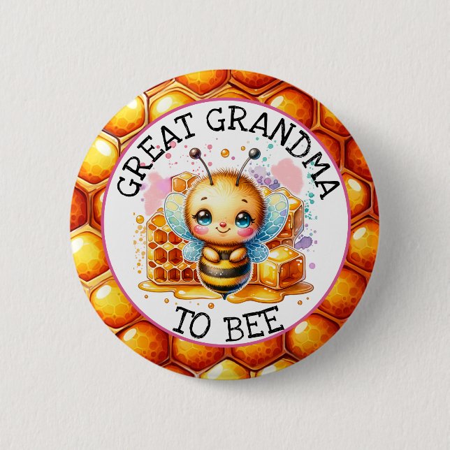 Honeybee Girl's Baby Shower Großes Oma zu sein Button (Vorderseite)