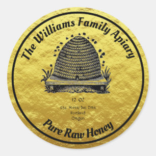 Honeybee Honey Faux Gold Jar Étiquette   Miel