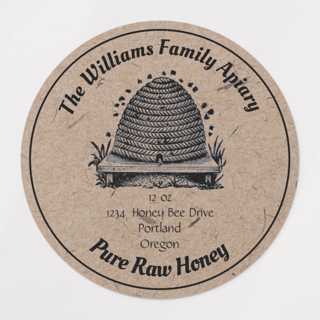 Honeybee Honey Jar Apiary Étiquette | Miel pur cru (Design 2)
