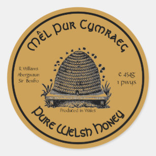 Honeybee Honey Jar Apiary Étiquette   Pure Welsh H
