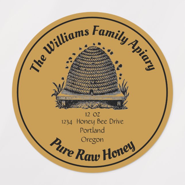 Honeybee Honey Jar Apiary Label | Reiner Honig Etiketten (Design 1)