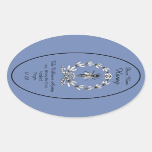 Honeybee Honey Jar Apiary Label Reiner Honig Ovaler Aufkleber