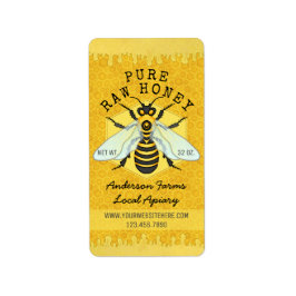Honeybee Honey Jar Apiary Labels | Honigwabenbiene Adressaufkleber
