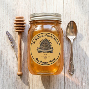 Honeybee Honey Jar Apiary Rohorganischer Honig Runder Aufkleber