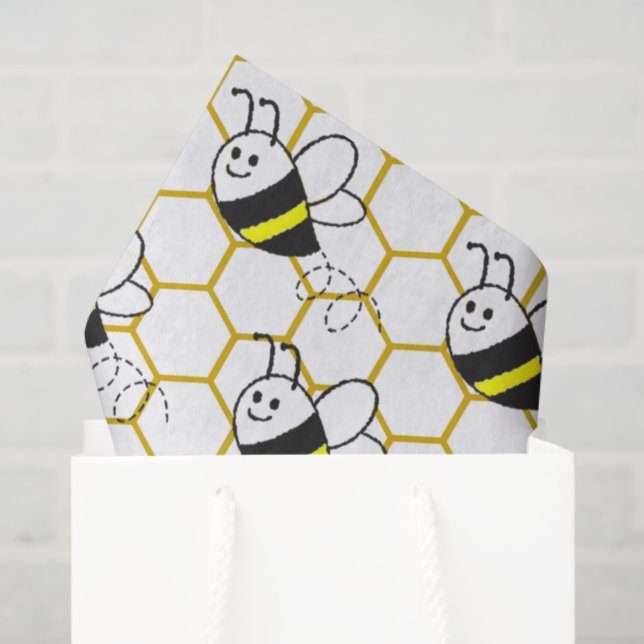 Honeybee Honeycomb Black Yellow White Pattern  Seidenpapier (Geschenktüte)