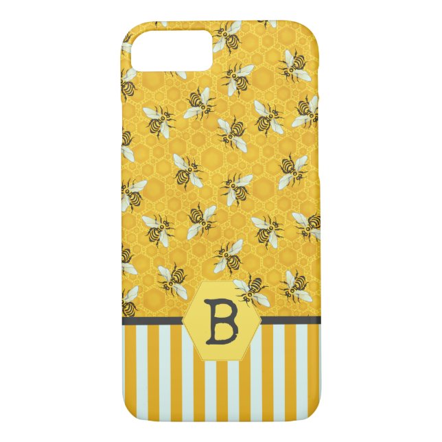 Honeybee Honeycomb Bumble Bee Monogram Pattern Case-Mate iPhone Hülle (Rückseite)