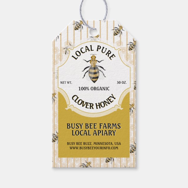 Honeybee Honeycomb Honey Jar Geschenkanhänger (Vorderseite)