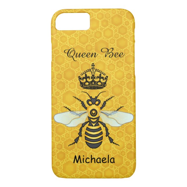 Honeybee Honeycomb Queen Bee Crown Custom Name Case-Mate iPhone Hülle (Rückseite)