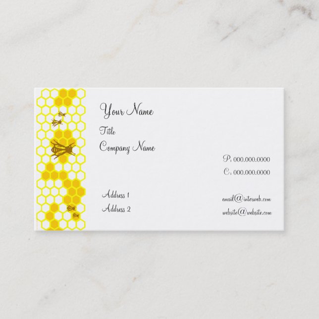 Honeybee Honeypeb Cartes de visite personnalisés (Devant)