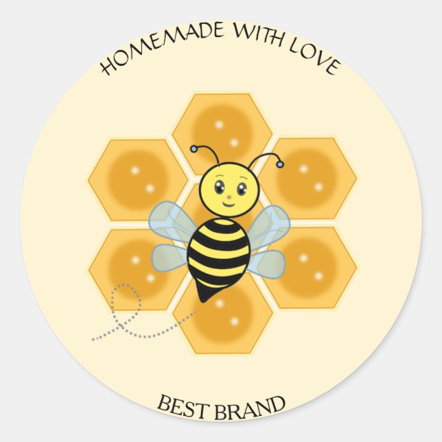 Honeybee Jar Label & Honeycomb Homemade Runder Aufkleber (Vorderseite)
