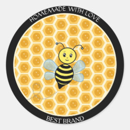 Honeybee Jar Label & Honeycomb Homemade Runder Aufkleber