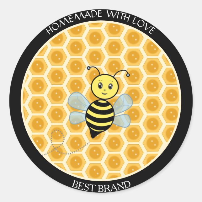 Honeybee Jar Label & Honeycomb Homemade Runder Aufkleber (Vorderseite)
