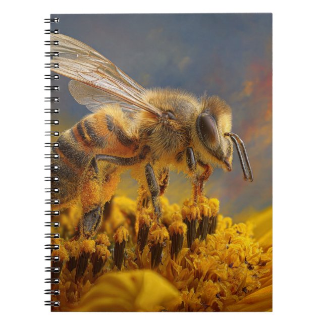 Honeybee Sunflower Notebook Notizblock (Vorderseite)