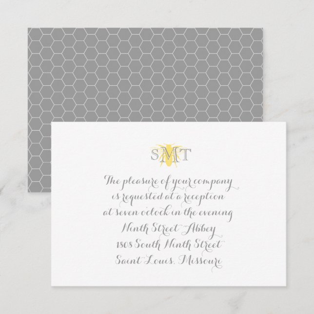 Honeybee Wedding Reception Card Einladung (Vorne/Hinten)
