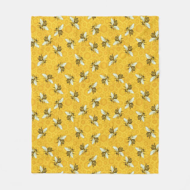 Honeybees Honeycomb Beehive Bee Nature Pattern Fleecedecke (Vorderseite)