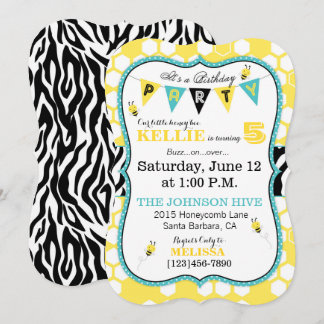 Honeycomb Animal Print Bee Birthday Einladung