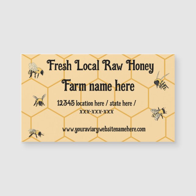 Honeycomb Bee Farm Business Magnetkarte (Vorderseite)