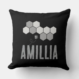 Honeycomb Bee Name Typografie Design Kissen