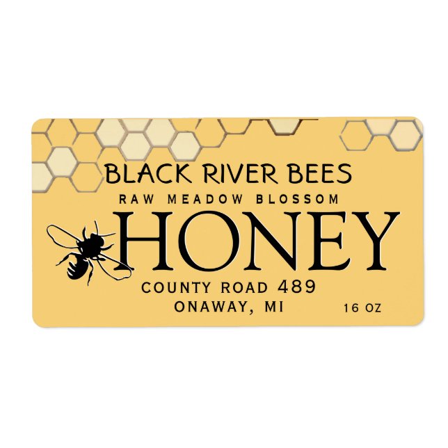 Honeycomb & Bee Raw Miel Étiquette Provence Jaune (Devant)