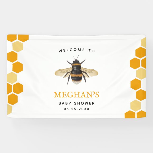 Honeycomb Bee Theme Babydusche Willkommen Banner (Horizontal)