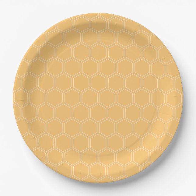 Honeycomb Bumblebee Baby Dusche Pappteller (Vorderseite)