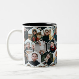 Honeycomb Collage mit 19 Foto Zweifarbige Tasse