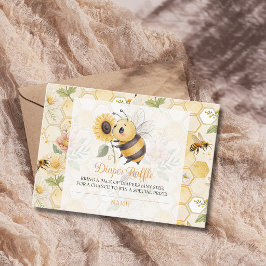 Honeycomb Floral Bee Baby Shower Diaper Raffle Begleitkarte