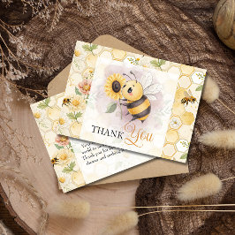 Honeycomb Floral Bee Classy Custom Baby Shower Dankeskarte