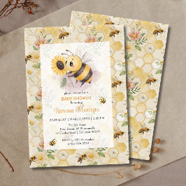 Honeycomb Floral Bee Personalized Baby Shower Einladung