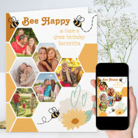 Honeycomb Foto Collage Bee Happy Birthday