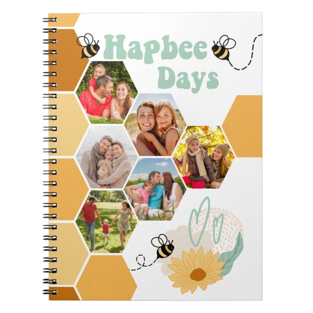 Honeycomb Foto Collage Niedliche Hummel Notizblock (Vorderseite)