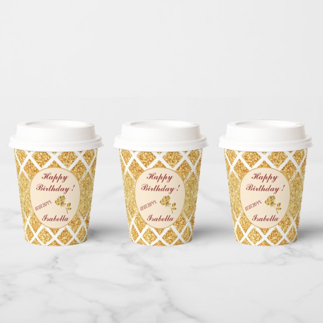 Honeycomb Gold Glitzer Boho Popular Collection Pappbecher (Multi)