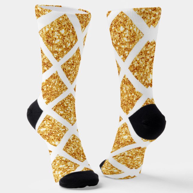 Honeycomb Gold Glitzer Boho Popular Collection Socken (Gewinkelt)