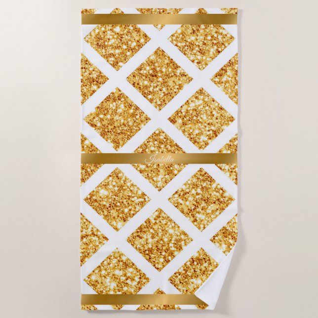 Honeycomb Gold Glitzer Boho Popular Collection Strandtuch (Vorderseite)