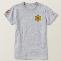 Honeycomb Hex Blume besticktes T-Shirt