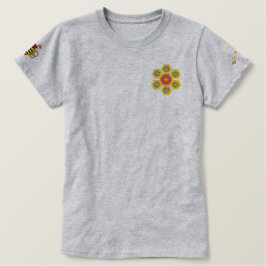 Honeycomb Hex Blume besticktes T-Shirt