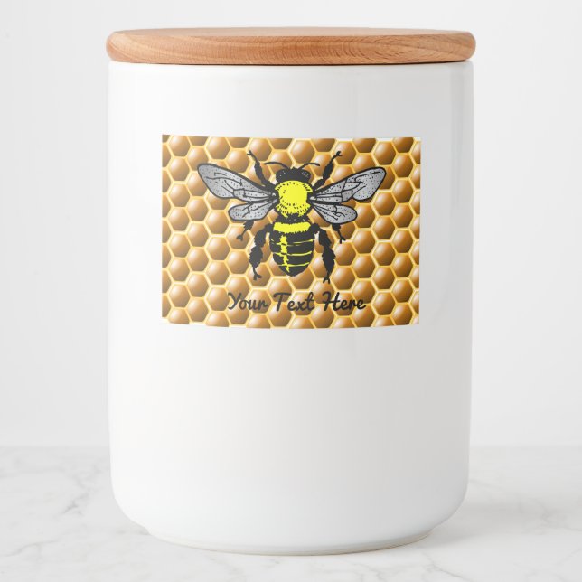 Honeycomb Honey Jar Bee Labels Lebensmitteletikett (Vorderseite)