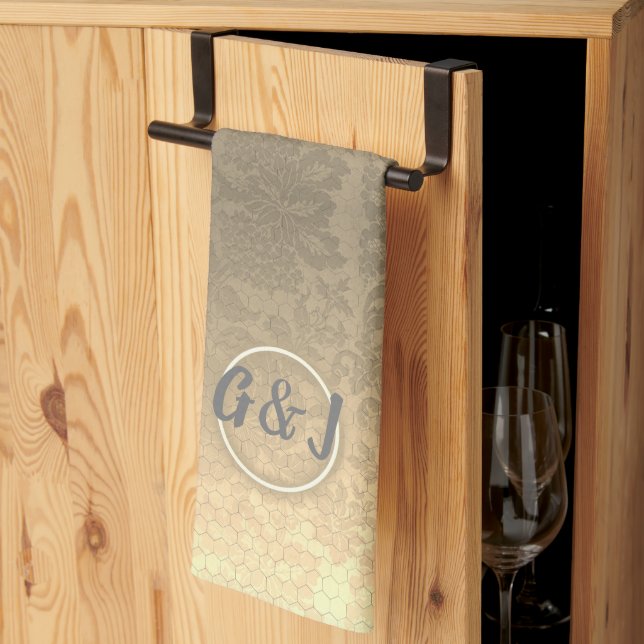 Honeycomb Monogram Küchentücher (Drittel gefaltet)