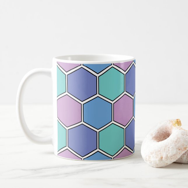 Honeycomb Pattern Pastelle Kaffeetasse (Mit Donut)
