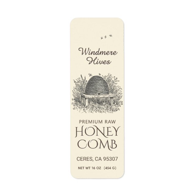 Honeycomb Skep Rücksendeadresse Label Elfenbein (Vorne)