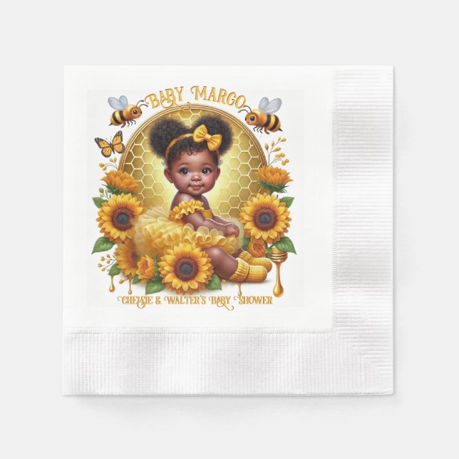 Honeycomb & Sonnenblumen Niedlich Afro Puff Baby G Serviette (Vorderseite)