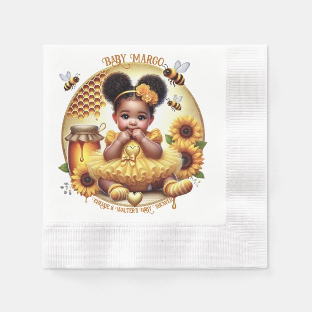 Honeycomb & Sonnenblumen Niedlich Afro Puff Baby G Serviette (Vorderseite)