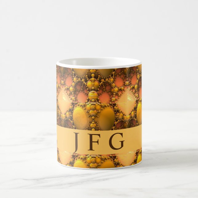 Honeycomb Yellow Fraktal Art Monogram Kaffeetasse (Mittel)