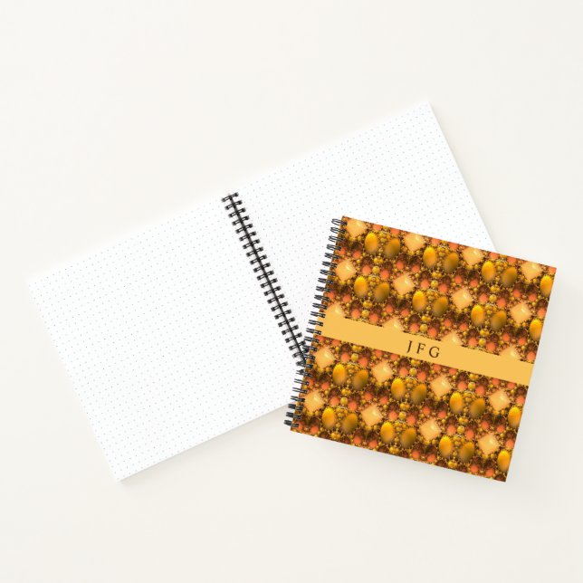 Honeycomb Yellow Fraktal Art Monogram Notizbuch (Innenseite)