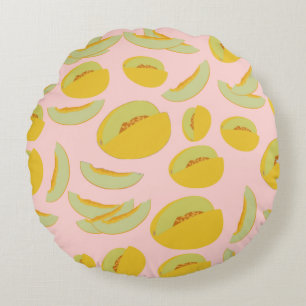 Honeydew Melons Fruchtmuster Rundes Kissen