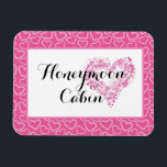 Honeymoon Cabin Pink Hearts Cruise Just Married Magnet<br><div class="desc">This design was created though digital art. It may be personalized in the area provide or customizing by choosing the click to customize further option and changing the name, initials or words. You may also change the text color and style or delete the text for an image only design. Kontakt...</div>