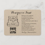 Honeymoon-Fond-Anfrage Hochzeit mit QR-Einsteckkar Begleitkarte<br><div class="desc">Flitterwochen Fond beantragen Hochzeitseinlage Karte mit QR-Code. Kraftpapier für eine große rustikale Wirkung. Wählen Sie Whitepaper für elegante Effekte.</div>