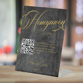 Honeymoon Fun Calligraphy Script QR Code Wedding Sockelschild