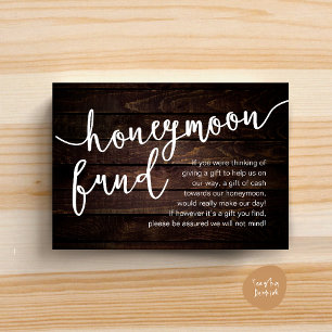 Honeymoon Fund Cash Wish, ein Hinweis auf Geschenk Begleitkarte